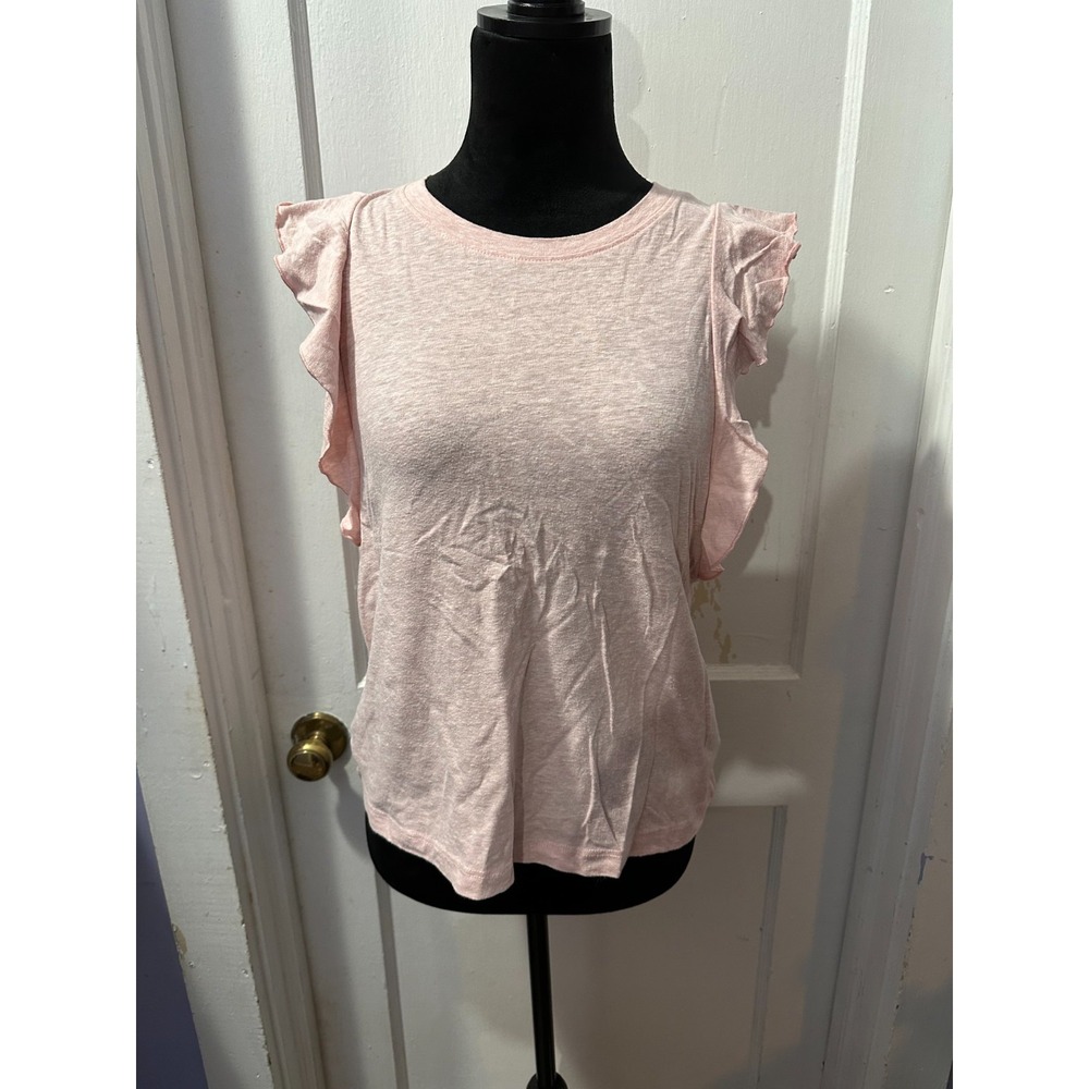 Jessica Simpson Pink Ruffle Sleeve Short Sleeve Top in S